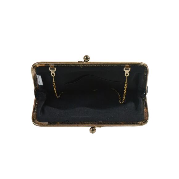 1980s Petite Point Berta Floral Tapestry Gold Plated Frame Clutch Shoulder Bag - Picture 7 of 7